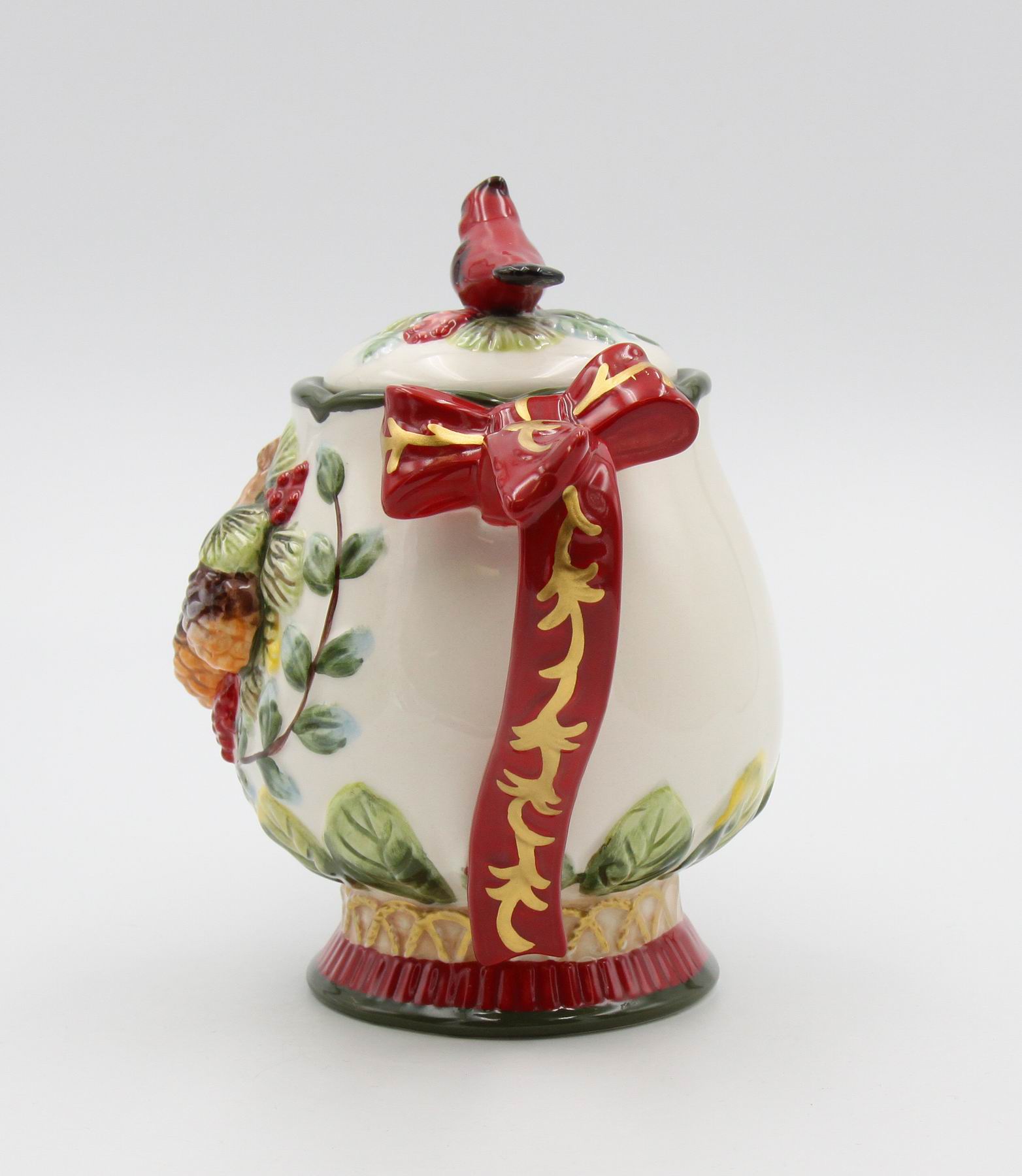 Ceramic Christmas Cardinal Bird Teapot Gift for Her Gift for Mom Birdwatcher Tea Party Décor Café Décor Christmas Décor