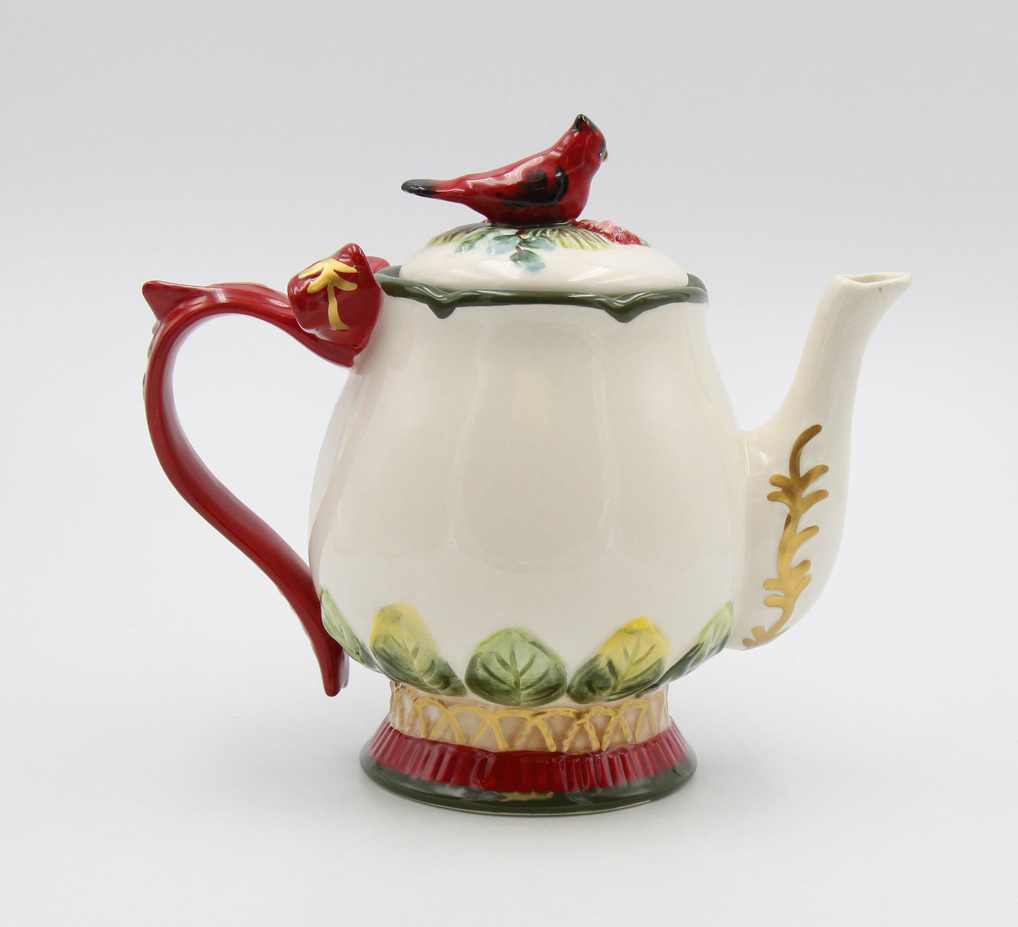 Ceramic Christmas Cardinal Bird Teapot Gift for Her Gift for Mom Birdwatcher Tea Party Décor Café Décor Christmas Décor