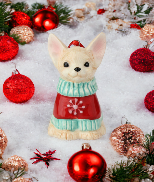 Ceramic Christmas Chihuahua Ornament Gift for Her Gift for Mom Kitchen Décor Dining Table Décor Gift for Dog Lover Pet