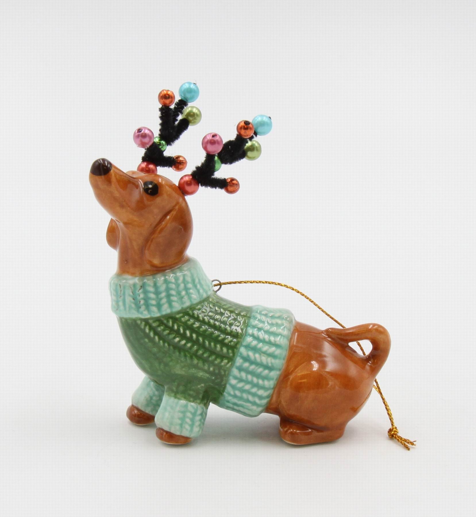 Ceramic Christmas Dachshund Ornament Christmas Tree Decor Dachshund Owner Gift Dog Lover Gift - Ornament