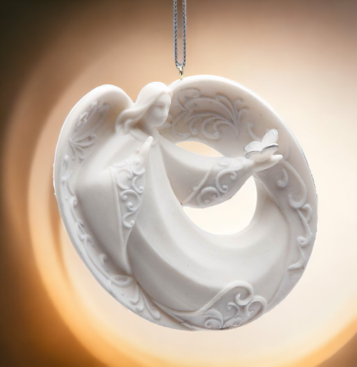 Ceramic Christmas Decor Angel With Butterfly Ornament Home Décor Religious Décor Religious Gift Church Décor Baptism