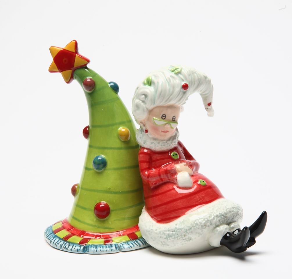 Ceramic Christmas Decor Mrs. Claus Waiting For Santa Salt & Pepper Shakers Home Décor Gift for Her Gift for Mom Kitchen