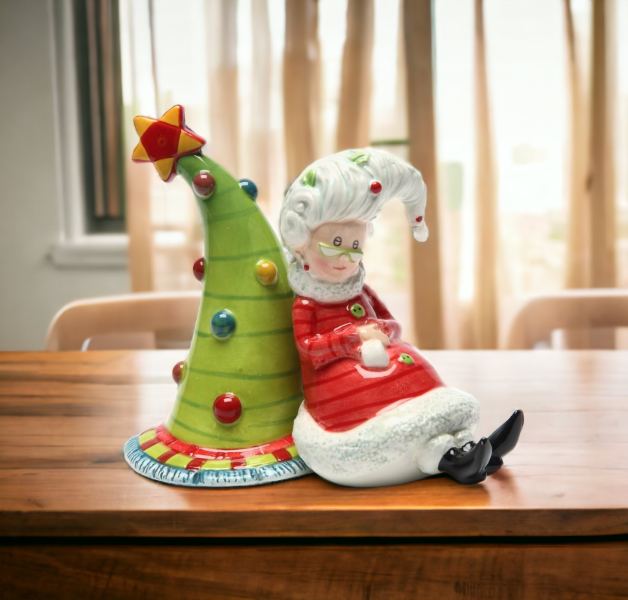 Ceramic Christmas Decor Mrs. Claus Waiting For Santa Salt & Pepper Shakers Home Décor Gift for Her Gift for Mom Kitchen