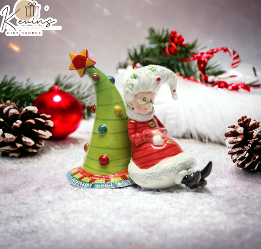 Ceramic Christmas Decor Mrs. Claus Waiting For Santa Salt & Pepper Shakers Home Décor Gift for Her Gift for Mom Kitchen