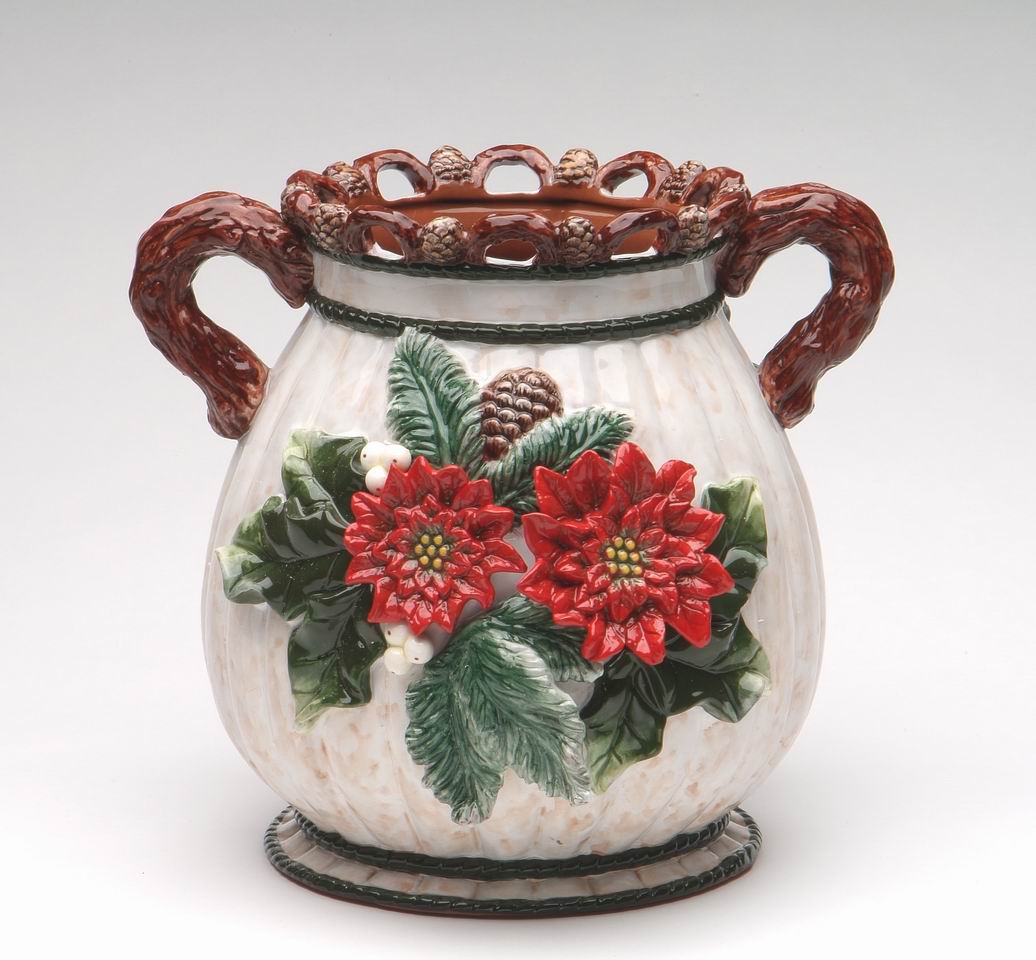 Ceramic Christmas Decor Poinsettia Bouquet Pot Home Décor Gift for Her Gift for Mom Kitchen Décor Christmas Décor - pot
