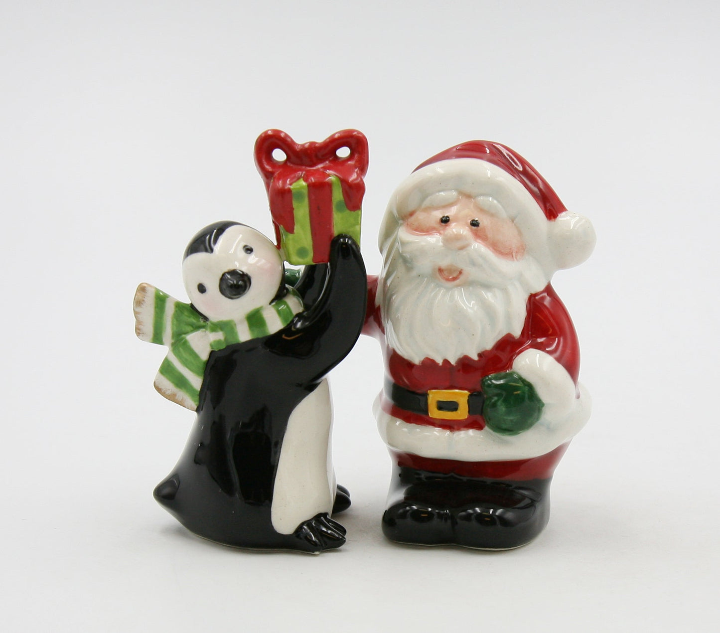 Ceramic Christmas Decor Santa Claus and Penguin Salt and Pepper Shakers Home Décor Gift for Her Gift for Mom Kitchen