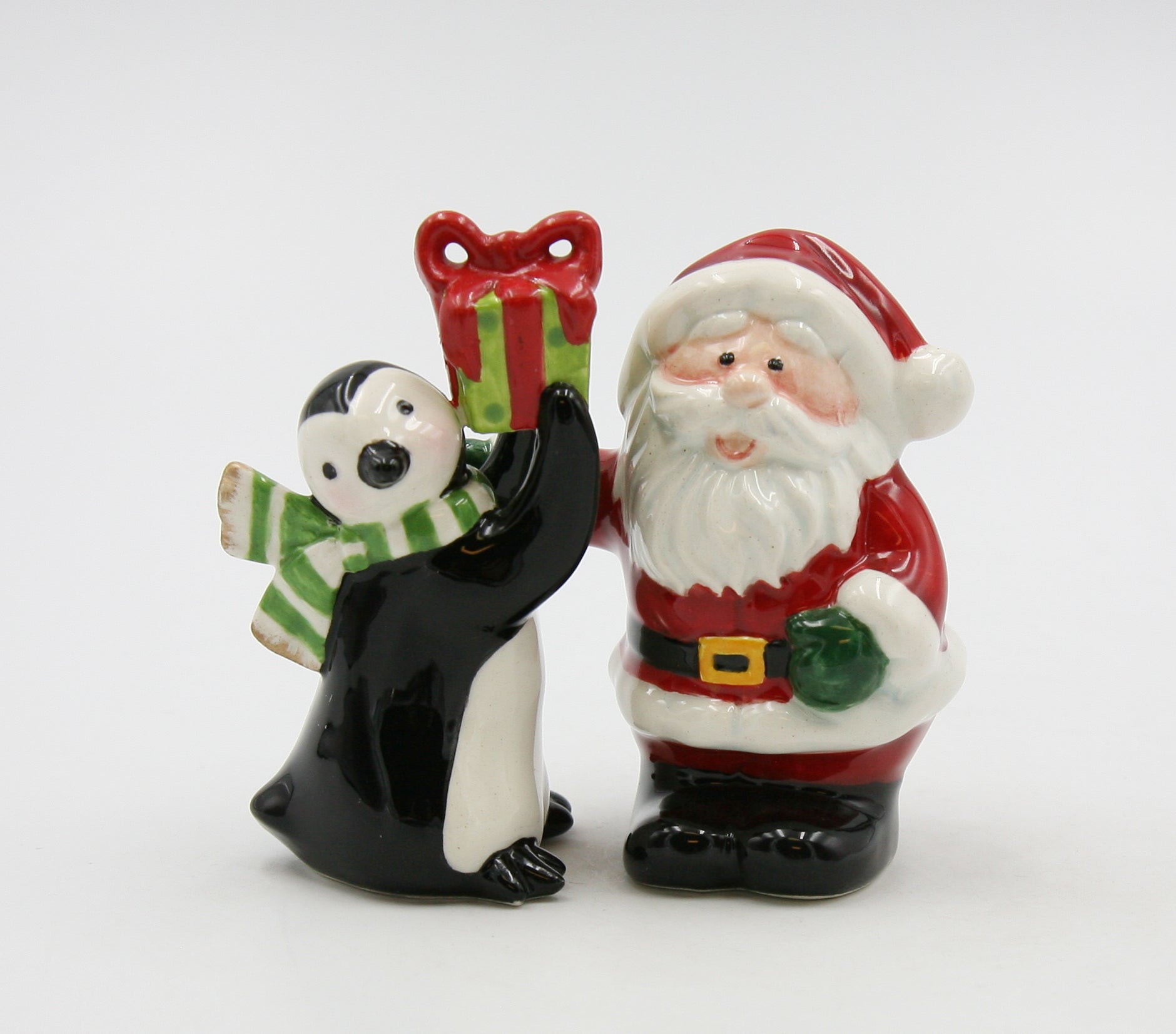 Ceramic Christmas Decor Santa Claus and Penguin Salt and Pepper Shakers Home Décor Gift for Her Gift for Mom Kitchen