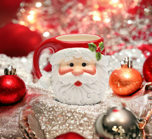 Ceramic Christmas Decor Santa Claus Mug (Set of 4) Holiday Coffee Mug Gift for Her Gift for Mom Gift for Him - Mugs