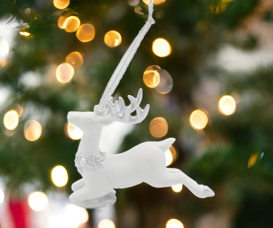 Ceramic Christmas Decor Silver Reindeer Ornament Home Décor Gift for Her Gift for Mom Kitchen Décor Christmas Décor