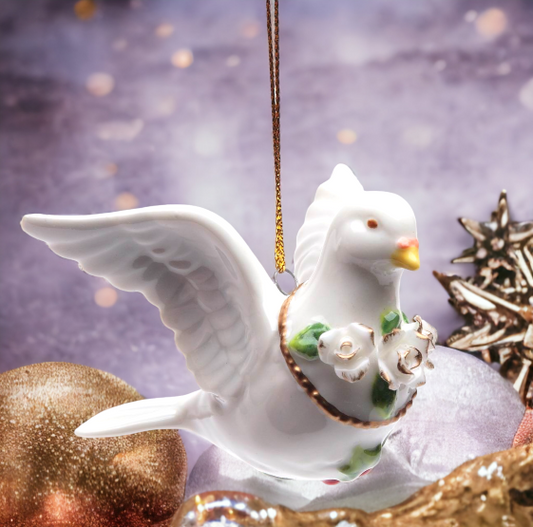 Ceramic Christmas Fantasia Dove Ornament Home Décor Gift for Her Mom Him Dad Christmas tree Décor Wall Decor - Ornament