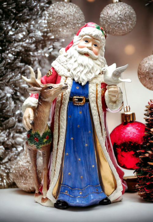 Ceramic Christmas Fantasia Santa With Reindeer Figurine Home Décor Gift for Her Gift for Mom Kitchen Décor Christmas