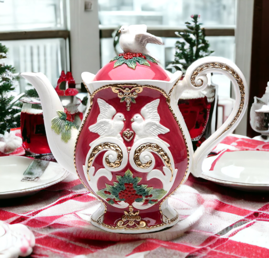 Ceramic Christmas Fantasia Teapot Home Décor Gift for Her Gift for Mom Kitchen Décor Christmas Décor - teapot