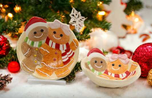 Ceramic Christmas Gingerbread Man Candy Bowl-Set Of 2 Home Décor Gift for Her Gift for Mom Kitchen Décor Christmas