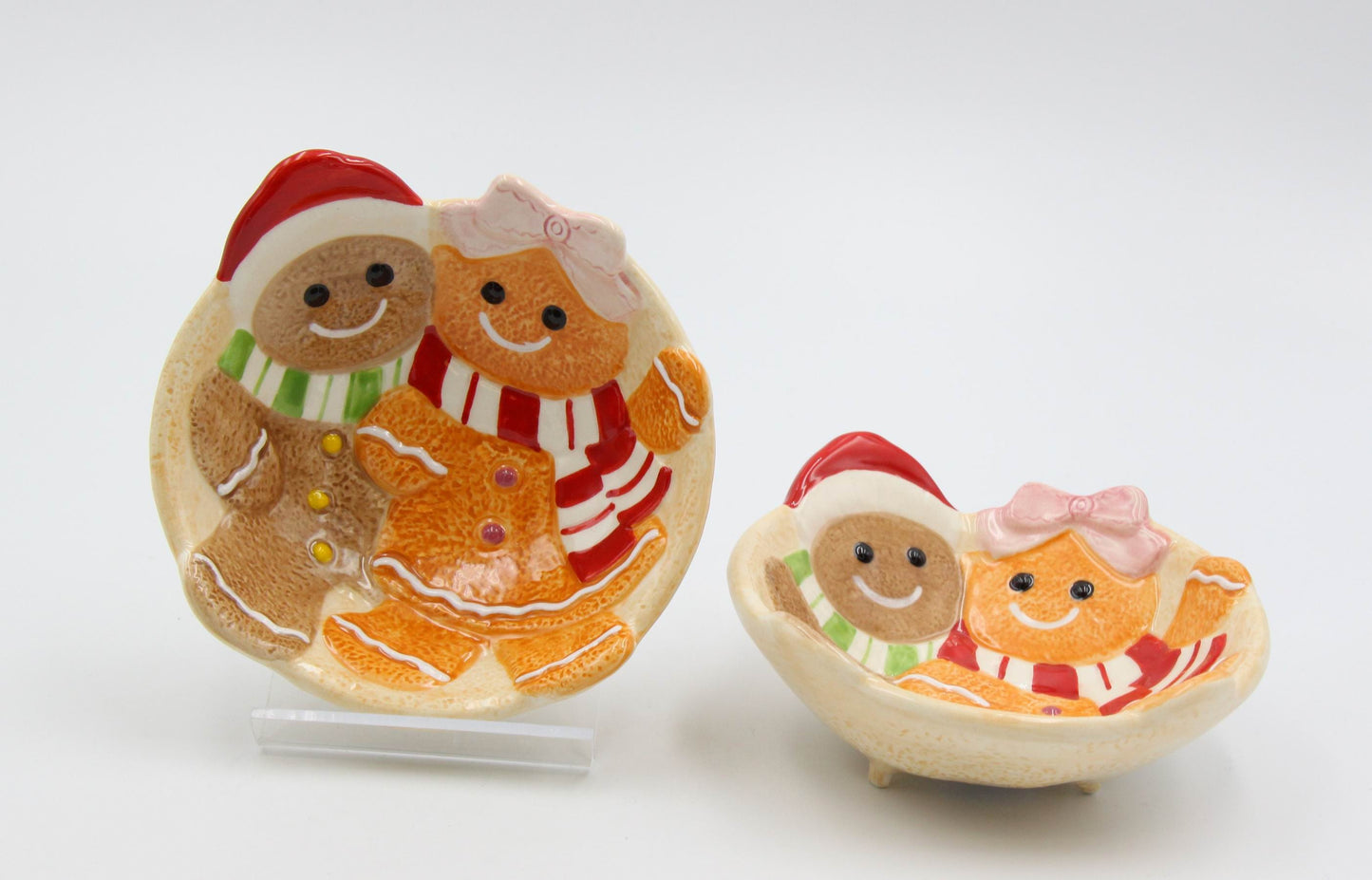 Ceramic Christmas Gingerbread Man Candy Bowl-Set Of 2 Home Décor Gift for Her Gift for Mom Kitchen Décor Christmas