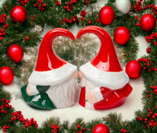 Ceramic Christmas Gnome Couple Salt And Pepper Shakers Fairy Garden Décor Gift for Her Gift for Mom Kitchen Décor