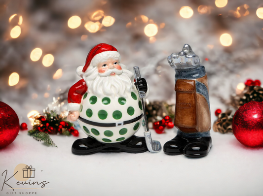 Ceramic Christmas Golf Santa Salt & Pepper Shakers Home Décor Gift for Her Gift for Mom Kitchen Décor Christmas Décor