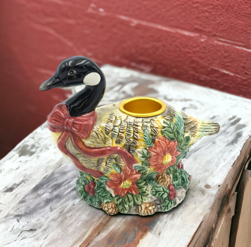 Ceramic Christmas Goose Candle Holder Home Décor Gift for Her Gift for Mom Farmhouse Kitchen Décor Christmas Décor