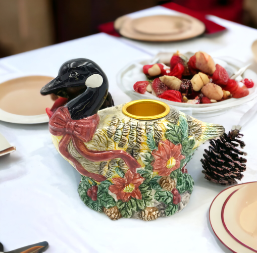 Ceramic Christmas Goose Candle Holder Home Décor Gift for Her Gift for Mom Farmhouse Kitchen Décor Christmas Décor