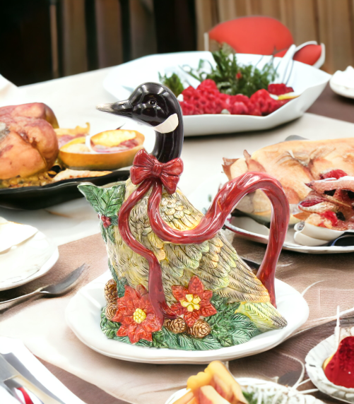 Ceramic Christmas Goose Pitcher Home Décor Gift for Her Gift for Mom Farmhouse Kitchen Décor Christmas Décor - pitcher