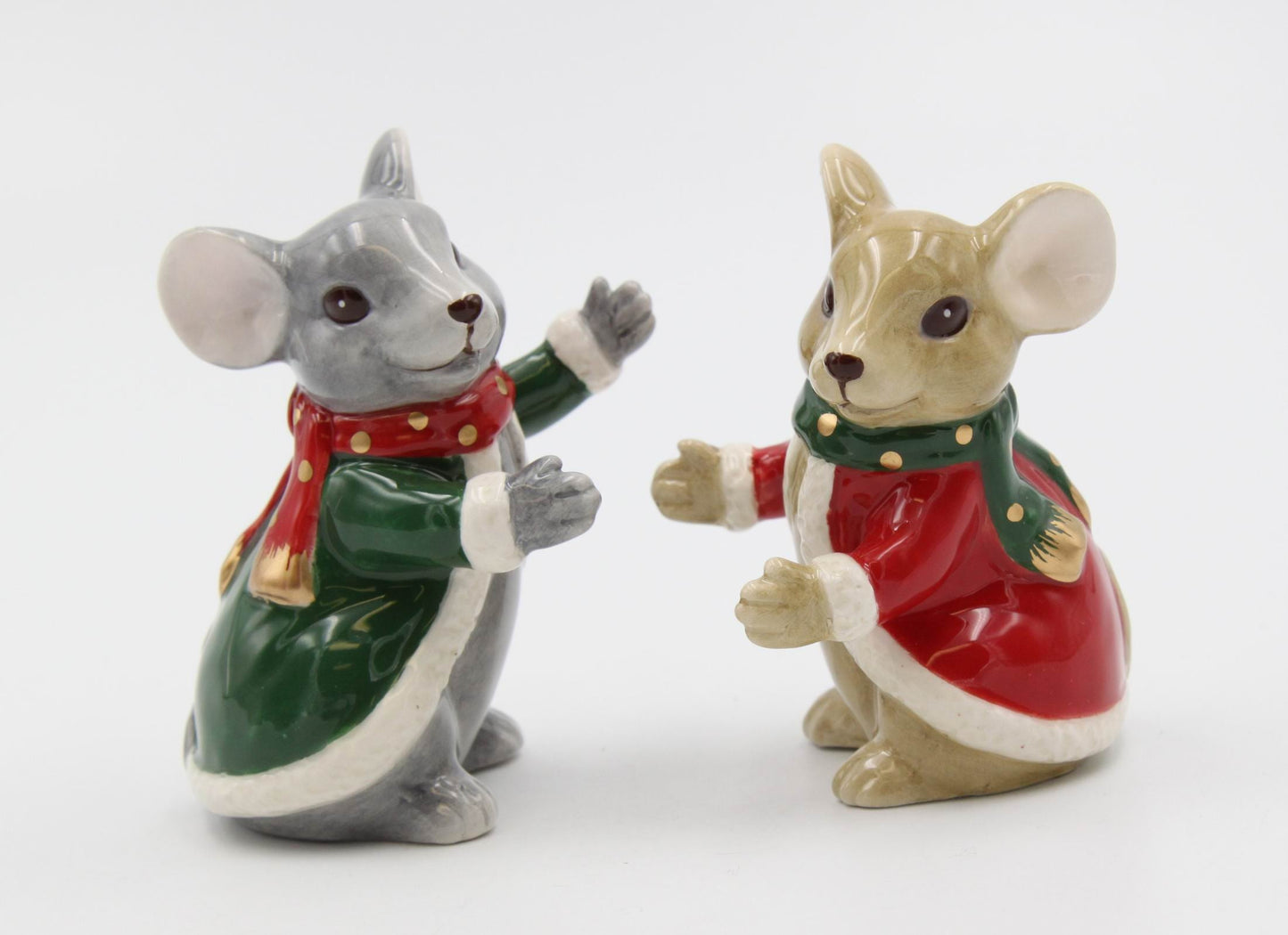 Ceramic Christmas Mice Salt And Pepper Shakers Christmas Dinner Decor Gift for Her Gift for Mom - Salt & Pepper Shakers