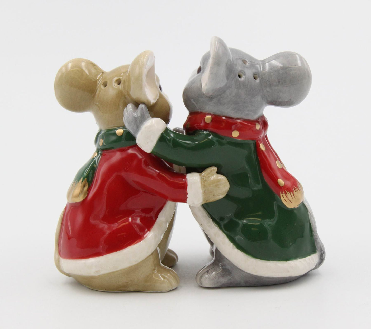 Ceramic Christmas Mice Salt And Pepper Shakers Christmas Dinner Decor Gift for Her Gift for Mom - Salt & Pepper Shakers