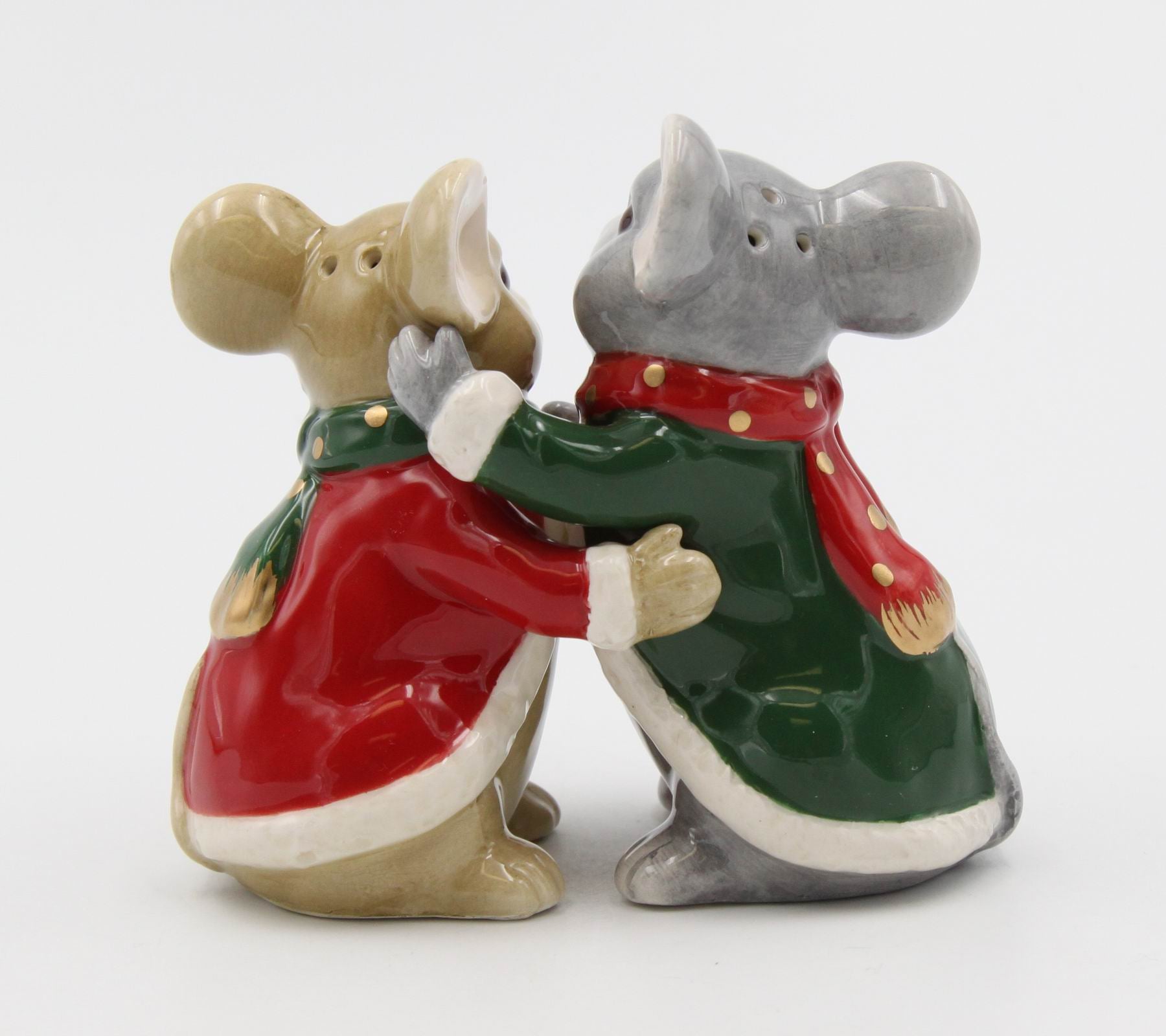 Ceramic Christmas Mice Salt And Pepper Shakers Christmas Dinner Decor Gift for Her Gift for Mom - Salt & Pepper Shakers