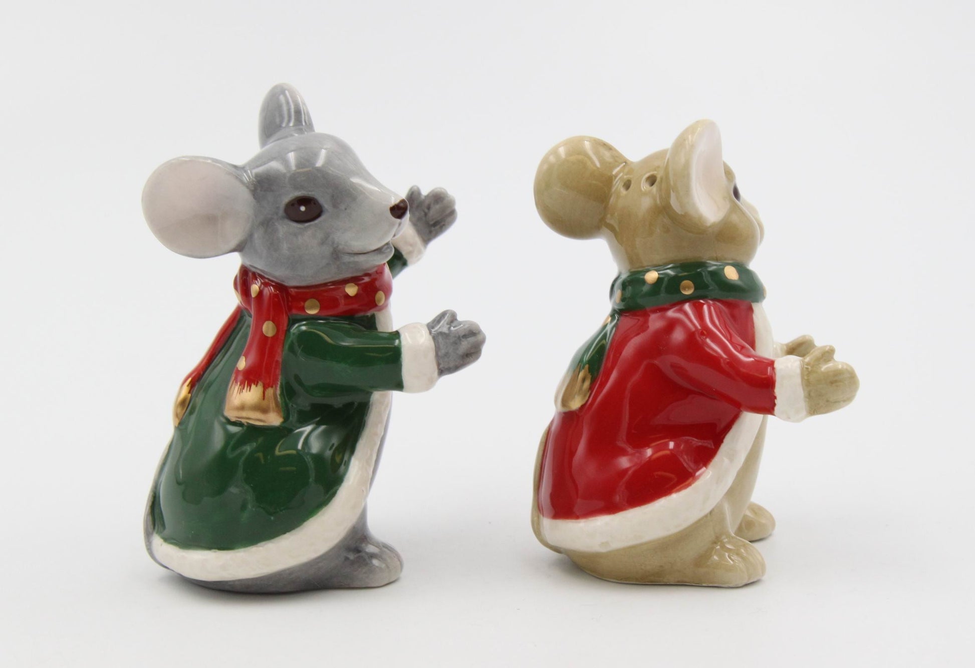 Ceramic Christmas Mice Salt And Pepper Shakers Christmas Dinner Decor Gift for Her Gift for Mom - Salt & Pepper Shakers