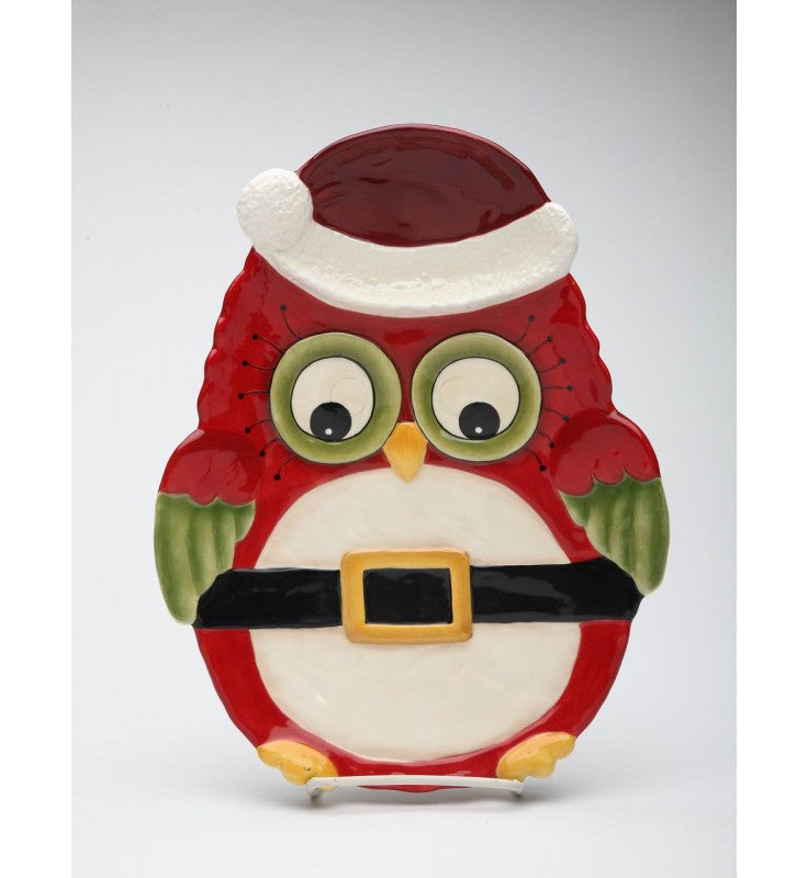 Ceramic Christmas Owl: Chip & Dip Christmas Decor Gift for Her - Plates