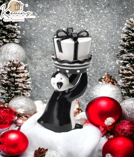 Ceramic Christmas Penguin with Present Salt & Pepper Shakers Home Décor Gift for Her Gift for Mom Kitchen Décor