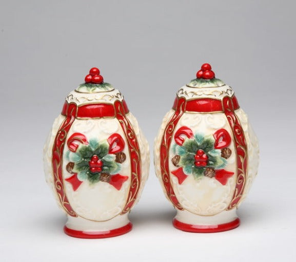 Ceramic Christmas Poinsettia Salt & Pepper Shakers Home Décor Gift for Her Gift for Mom Kitchen Décor Christmas Décor