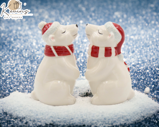Ceramic Christmas Polar Bear Salt And Pepper Shakers Home Décor Gift for Her Gift for Mom Kitchen Décor Christmas Décor