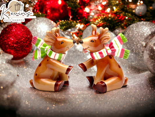 Ceramic Christmas Reindeer Salt & Pepper Shakers Home Décor Gift for Her Gift for Mom Kitchen Décor Christmas Décor