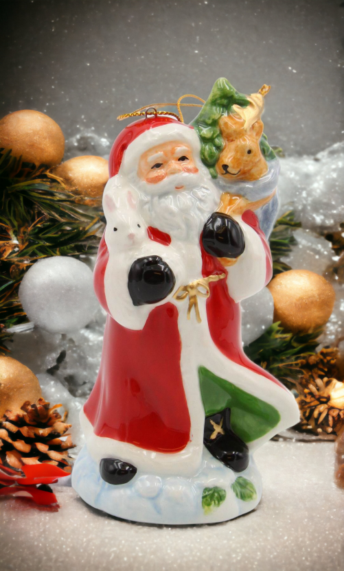 Ceramic Christmas Santa Carrying The Presents Ornament Home Décor Gift for Her Gift for Mom Kitchen Décor Christmas