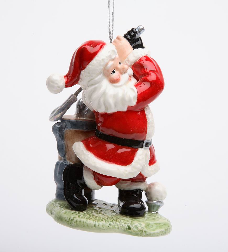 Ceramic Christmas Santa Golfing Ornament Home Décor Gift for Her Mom Him Dad Christmas tree Décor Wall Decor - Holiday