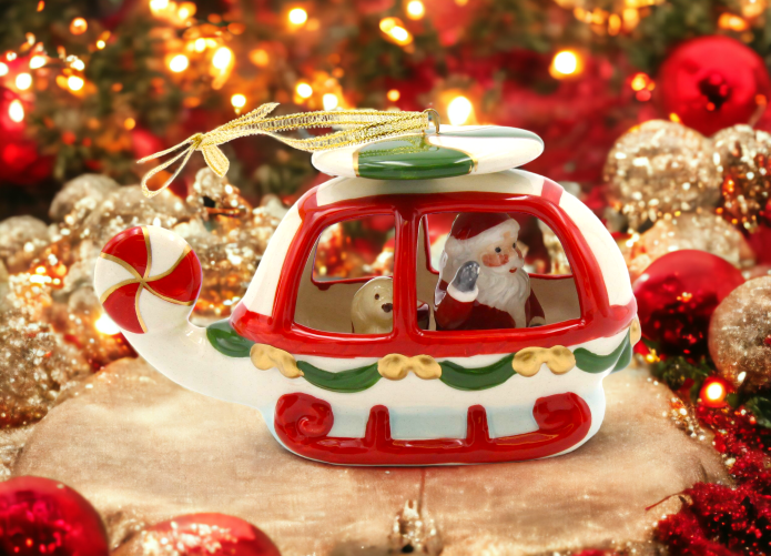 Ceramic Christmas Santa Helicopter Ornament Home Décor Gift for Her Gift for Mom Kitchen Décor Christmas Décor