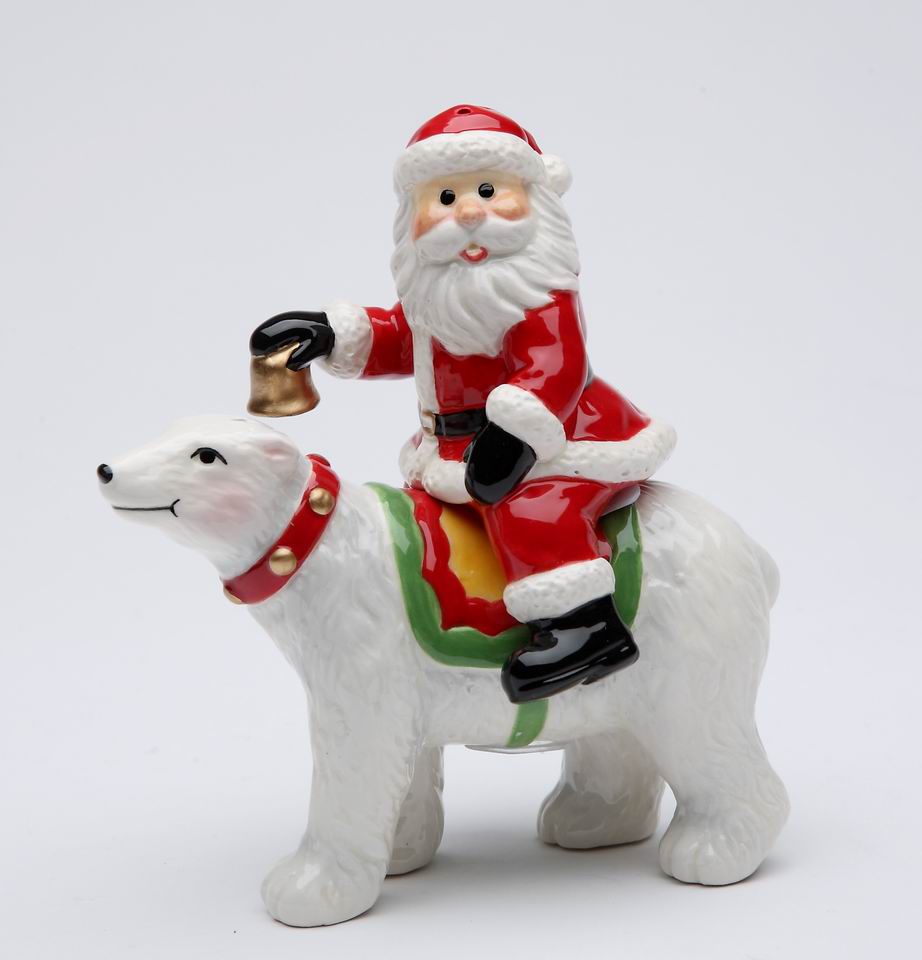 Ceramic Christmas Santa Riding On The Polar Bear Salt & Pepper Shakers Gift for Her Gift for Mom Kitchen Décor