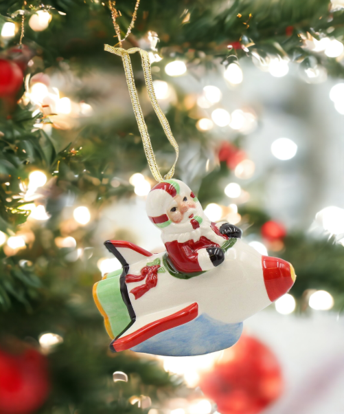 Ceramic Christmas Santa Rocket Ornament Home Décor Gift for Her Gift for Mom Kitchen Décor Christmas Décor - Holiday