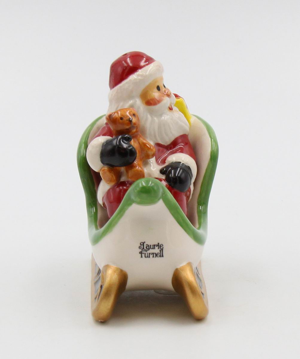 Ceramic Christmas Santa Sitting On Sleigh Salt & Pepper Shakers Home Décor Gift for Her Gift for Mom Kitchen Décor