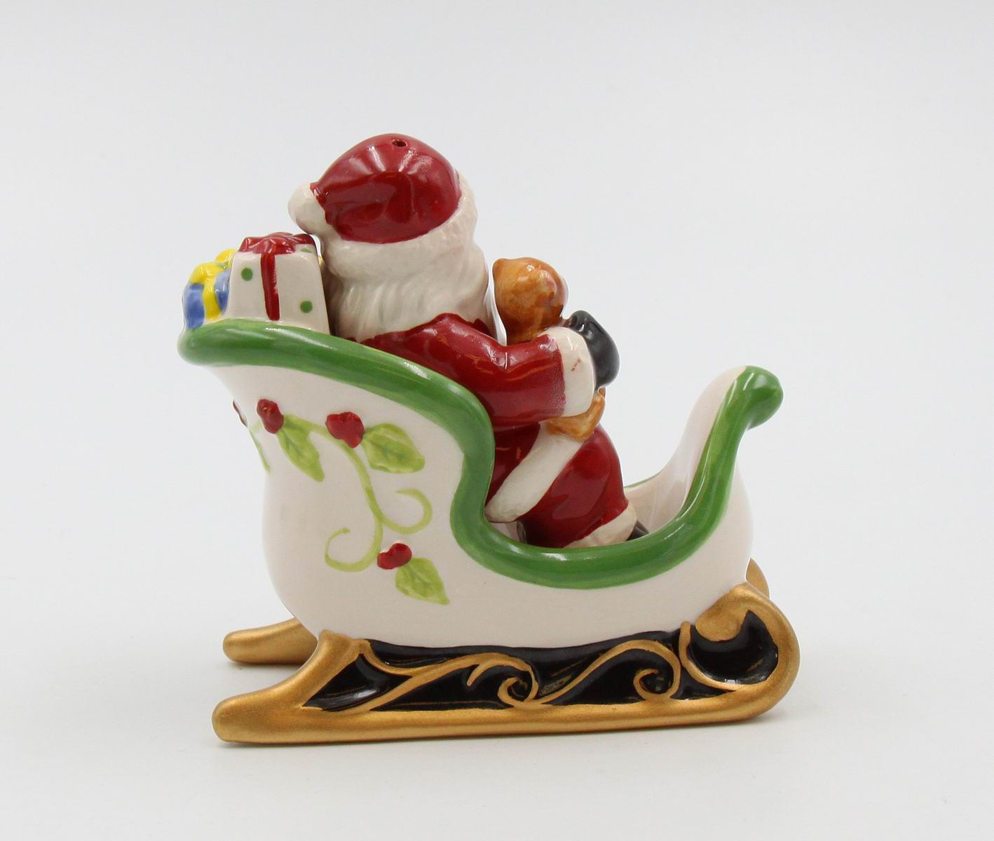 Ceramic Christmas Santa Sitting On Sleigh Salt & Pepper Shakers Home Décor Gift for Her Gift for Mom Kitchen Décor