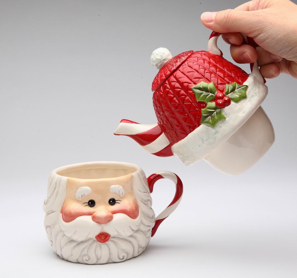 Ceramic Christmas Santa Tea For One Gift for Her Gift for Mom Tea Party Décor Café Décor Christmas Décor - tea