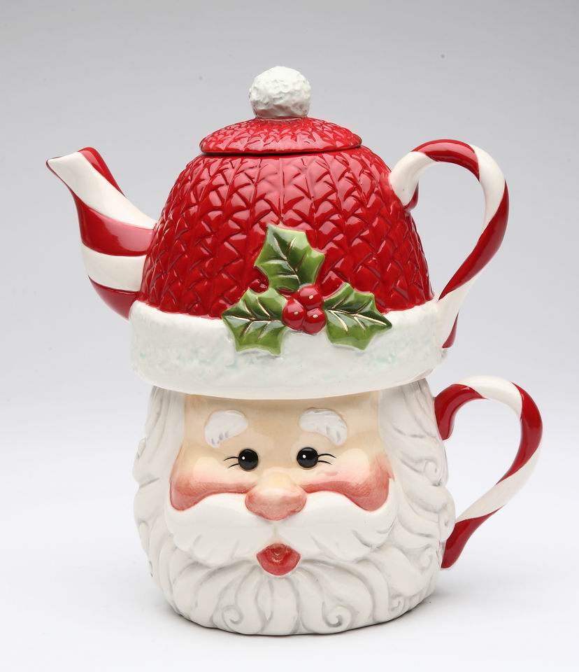 Ceramic Christmas Santa Tea For One Gift for Her Gift for Mom Tea Party Décor Café Décor Christmas Décor - tea