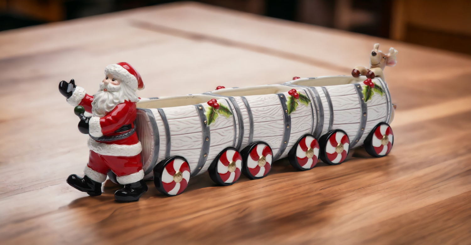 Ceramic Christmas Santa Train Box With Salt & Pepper (5 Pcs Set) Home Décor Gift for Her Gift for Mom Kitchen Décor