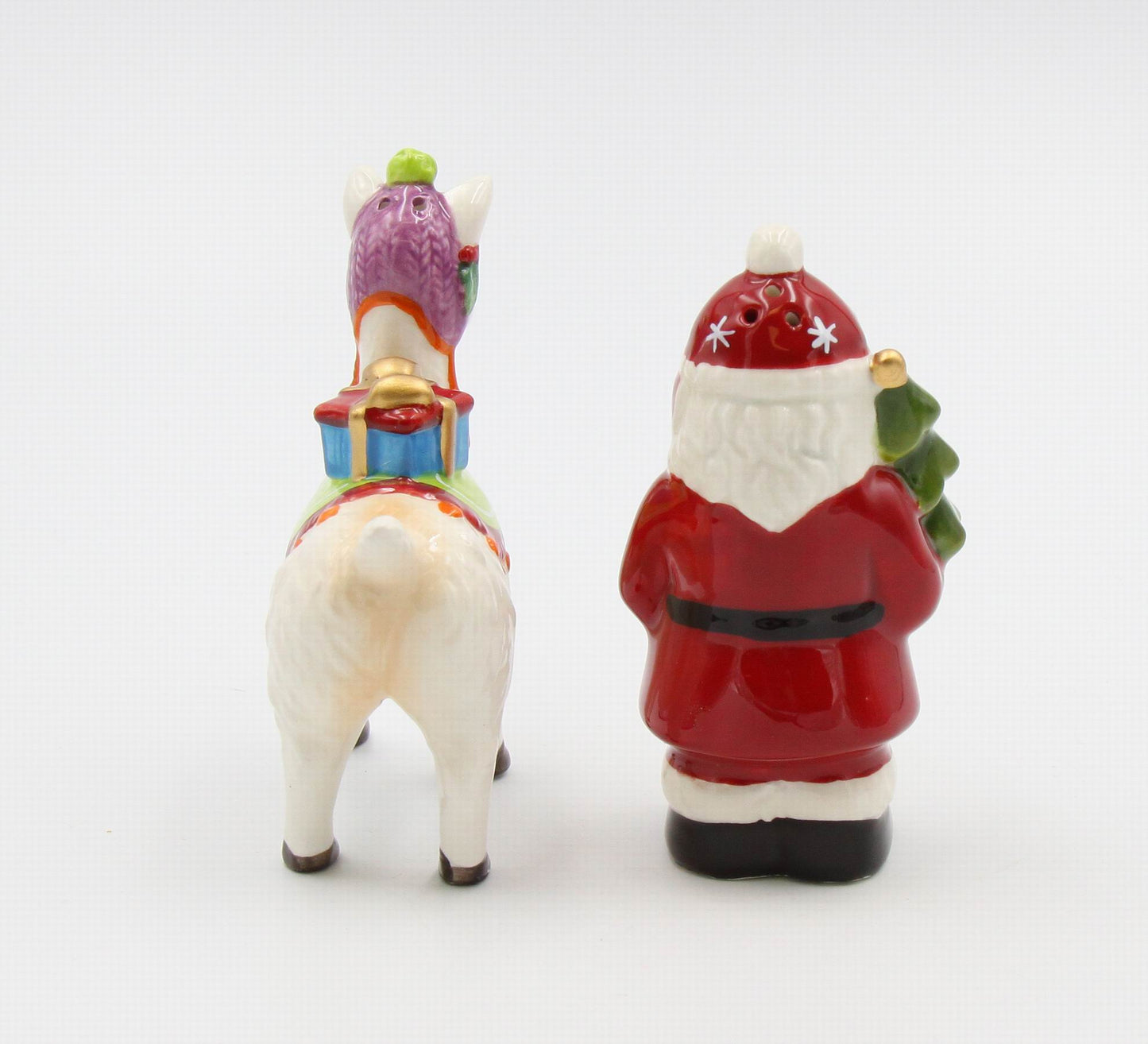 Ceramic Christmas Santa With Alpaca Salt And Pepper Shakers Home Décor Gift for Her Gift for Mom Kitchen Décor