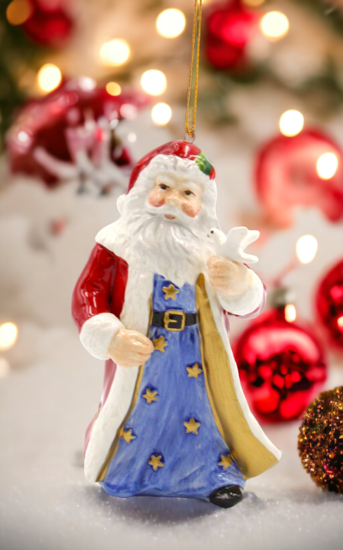 Ceramic Christmas Santa with Dove Ornament Home Décor Gift for Her Gift for Mom Kitchen Décor Christmas Décor - Holiday