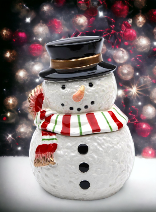Ceramic Christmas Snowman Candy Box Home Décor Gift for Her Gift for Mom Kitchen Décor Christmas Décor - candy jar