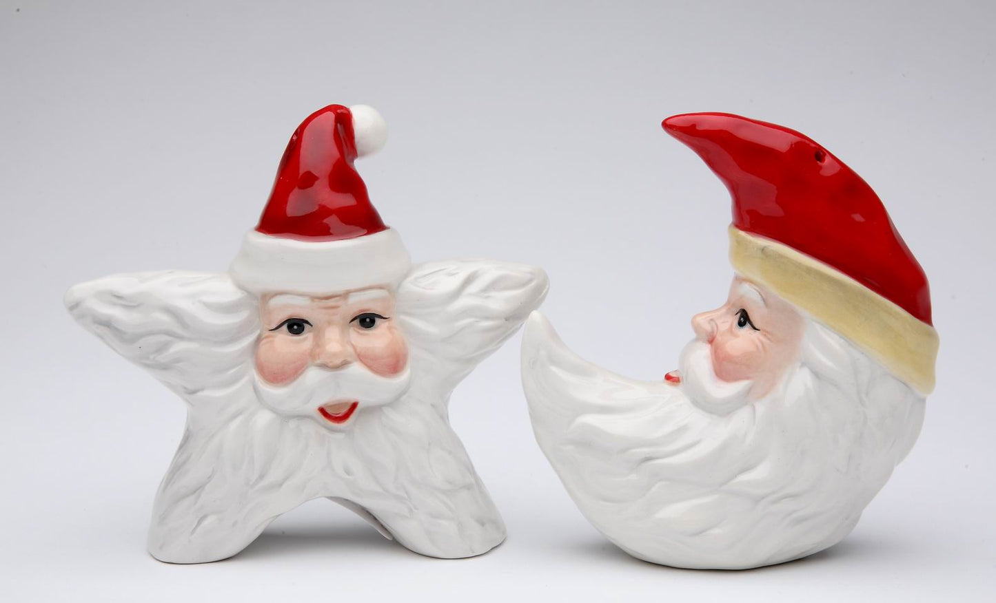 Ceramic Christmas Star & Moon Santa Salt & Pepper Shakers Home Décor Gift for Her Gift for Mom Kitchen Décor Christmas