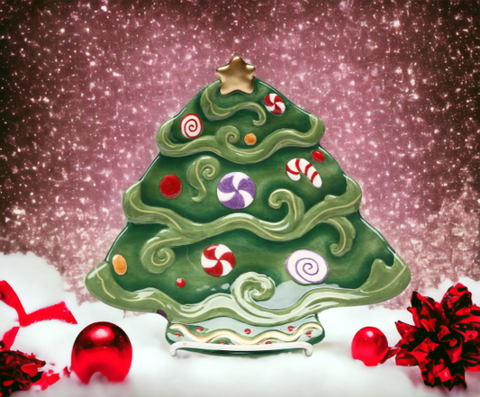 Ceramic Christmas Tree Dessert Plate Set Of 4 Home Décor Gift for Her Gift for Mom Kitchen Décor Christmas Décor