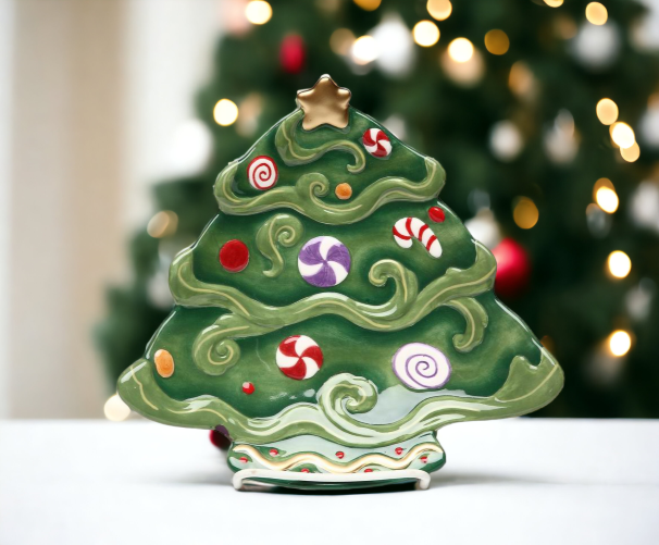 Ceramic Christmas Tree Dessert Plate Set Of 4 Home Décor Gift for Her Gift for Mom Kitchen Décor Christmas Décor