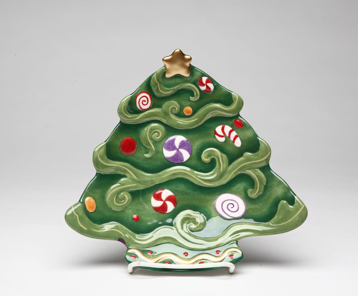 Ceramic Christmas Tree Dessert Plate Set Of 4 Home Décor Gift for Her Gift for Mom Kitchen Décor Christmas Décor