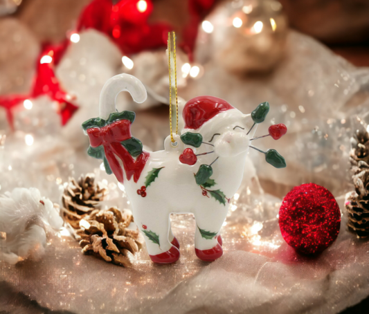 Ceramic Christmas Whisker Cat Ornament Home Décor Gift for Her Gift for Mom Kitchen Décor Christmas Décor Cat Lover